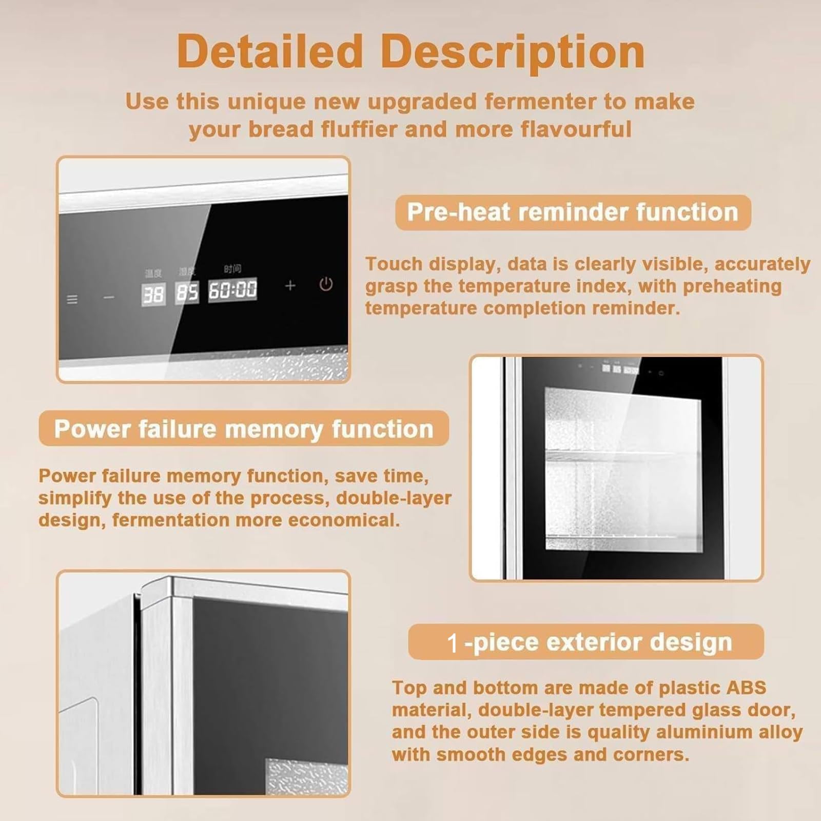 Armoire à pain - Capacité de 40 L - Température réglable de 20 à 50 °C - Humidité : 60 à 90 % - 260 W - 435 × 340 × 525 mm