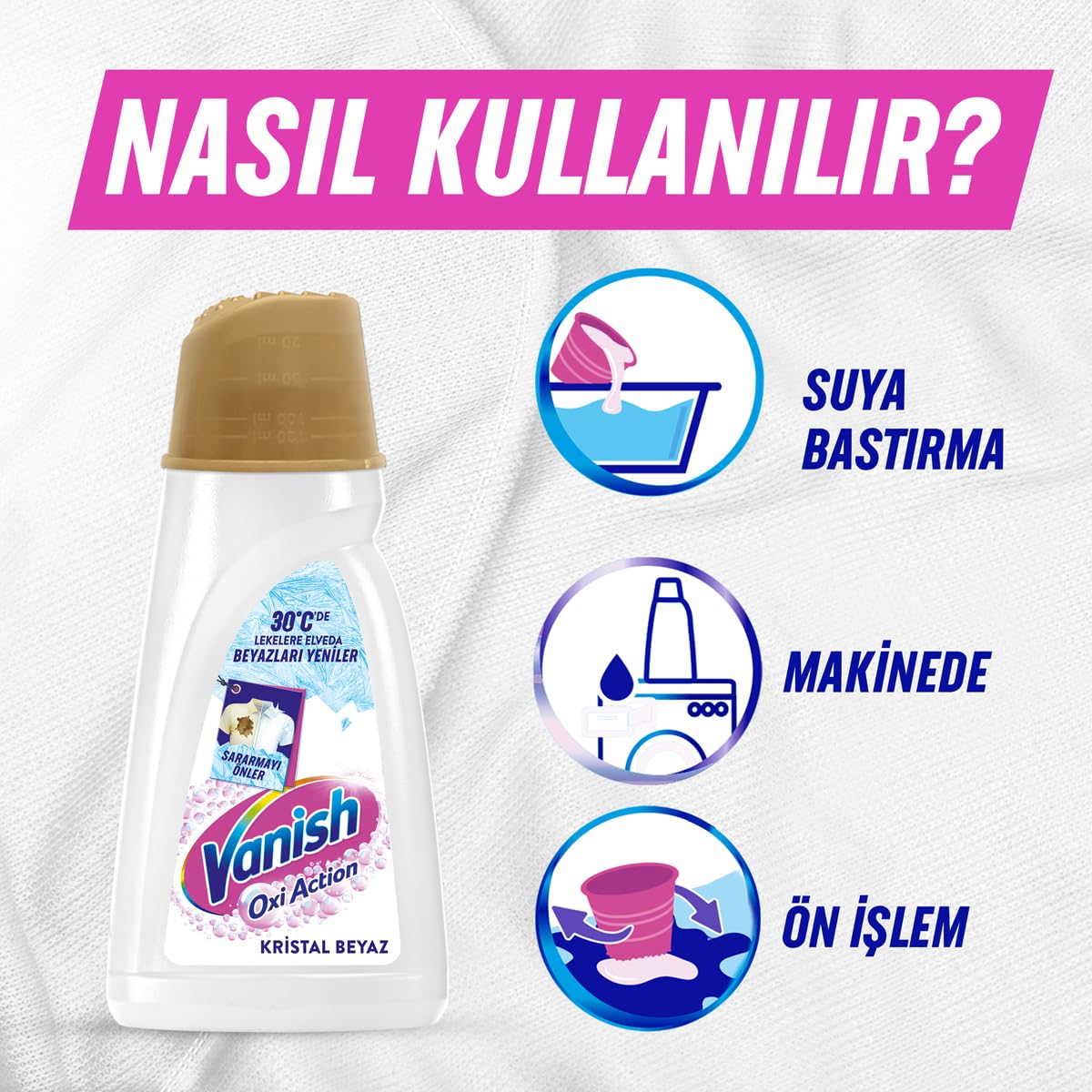 Vanish Kosla Multipower Beyazlar için Leke Çıkarıcı ve Çamaşır Deterjanı Güçlendirici Sıvı (1 x 1000 ml)
