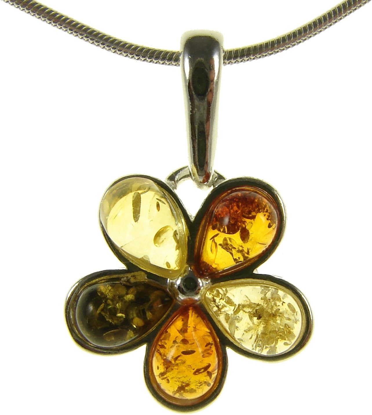 Baltic amber and sterling silver 925 multi-coloured pendant (no chain)