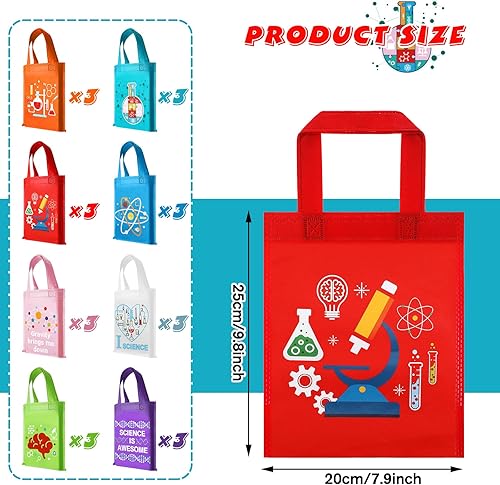 Miniatura 3 de Ferraycle 24 bolsas de recuerdo de fiesta de ciencia para camiones, bolsas de regalo de regalo, no tejidas, decoraciones de fiesta de cumpleaños