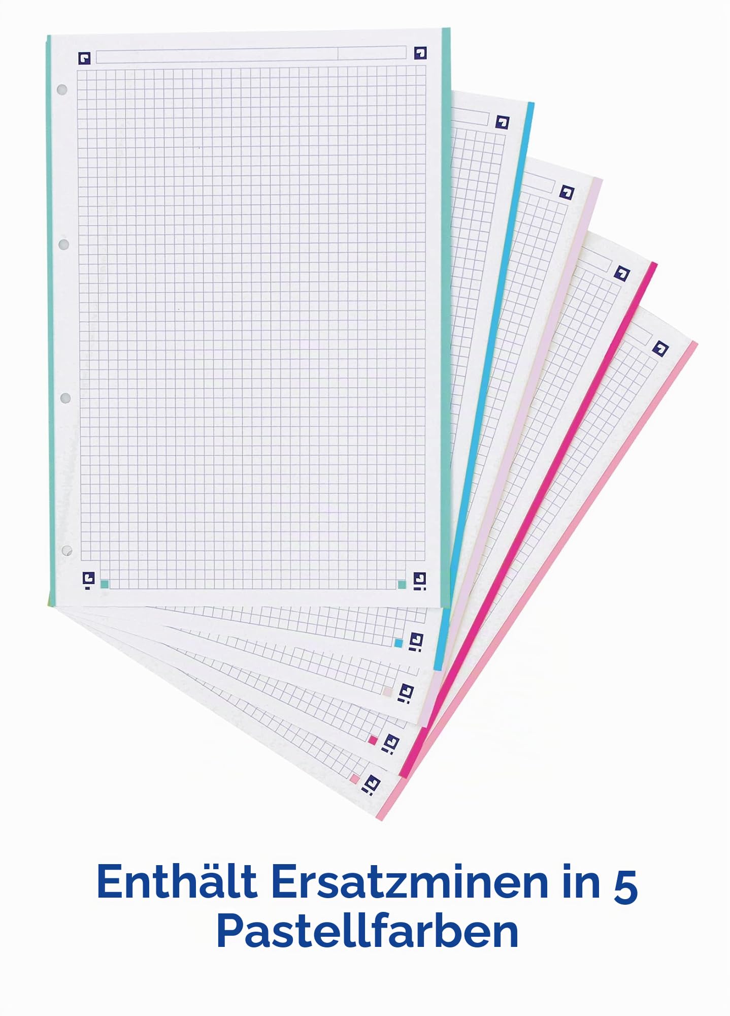 Oxford, Ordner 4 Ringe A4 Hardcover, Gummiverschluss, Ersatzgitter 5 x 5 und 5 farbige Bänder, Aufkleberblatt, Farbe Ice Mint Touch, 400165361