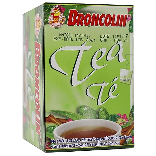 Miniatura 2 de Broncolin Té, Remedio Natural, Té herbal elaborado con extractos de plantas para ayudarte a calmar la Garganta Irritada, 25 Bolsas de Té por caja, 2