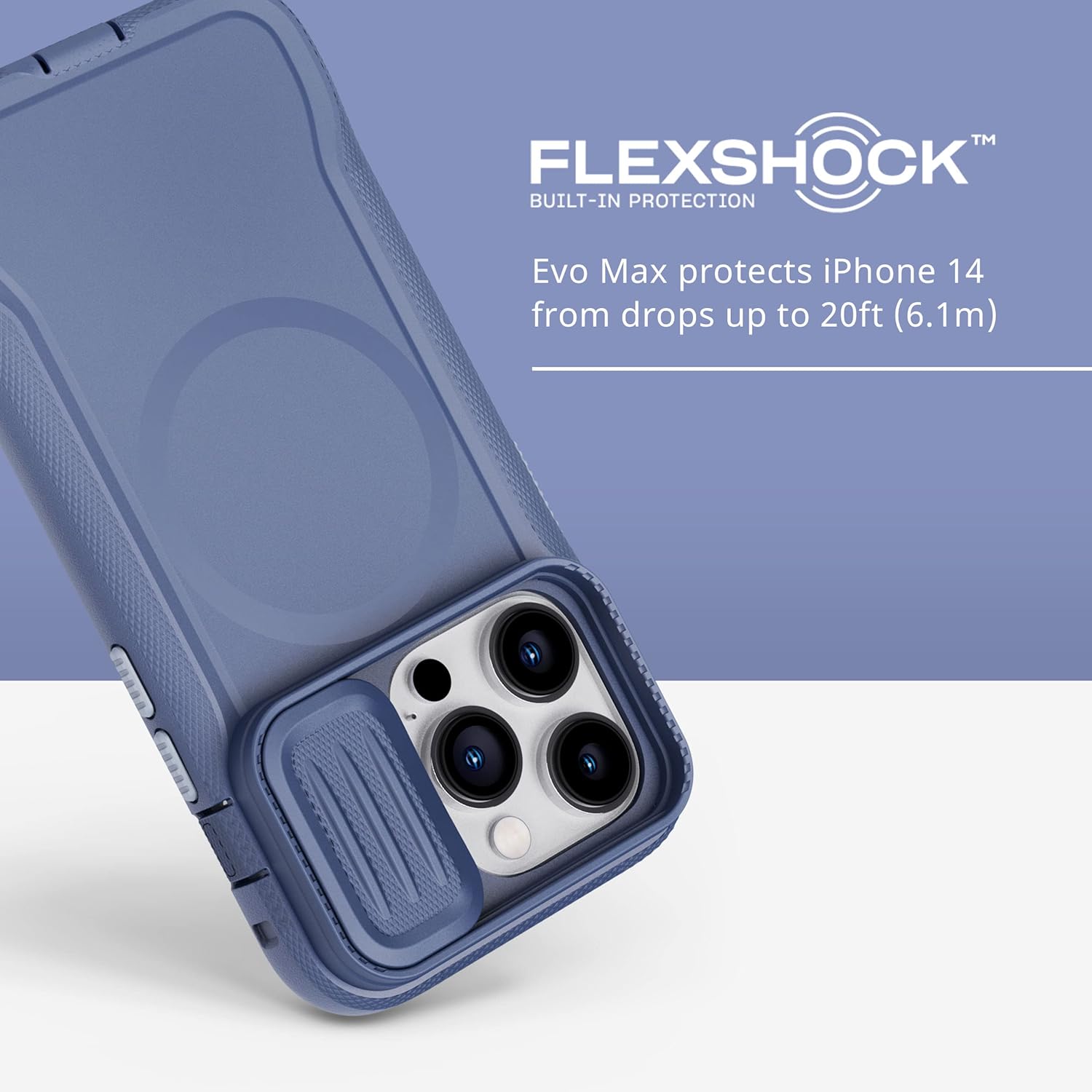 Tech21 iPhone 14 Pro Evo Max Compatible with MagSafe® – Durable, Shock-Absorbing and Rugged Phone Case with Holster and 20ft FlexShock Multi-Drop Protection