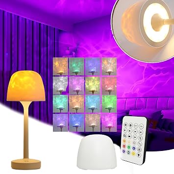 Projector Light Night Light, Aurora Lamp, Table Light, Water Ripple Aurora Light Lamp Shade Included, LED Eye-friendly, Remote Control, 16 Color Conversion, Brightness Adjustment, 3 Colors Mushroom