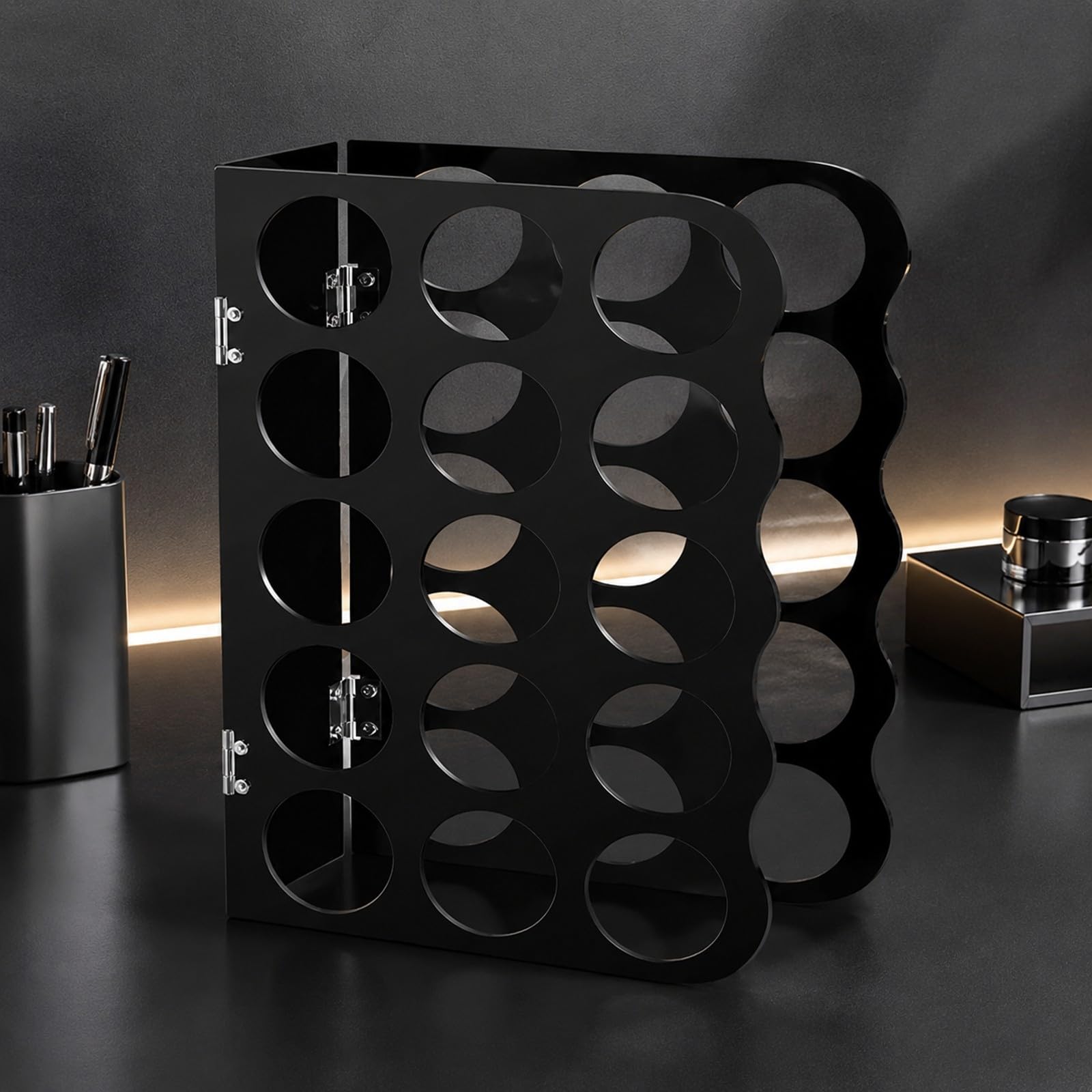 Colcolo Organizador Bobinas Acrílico Plegable Multicolumna para Oficina, Negro