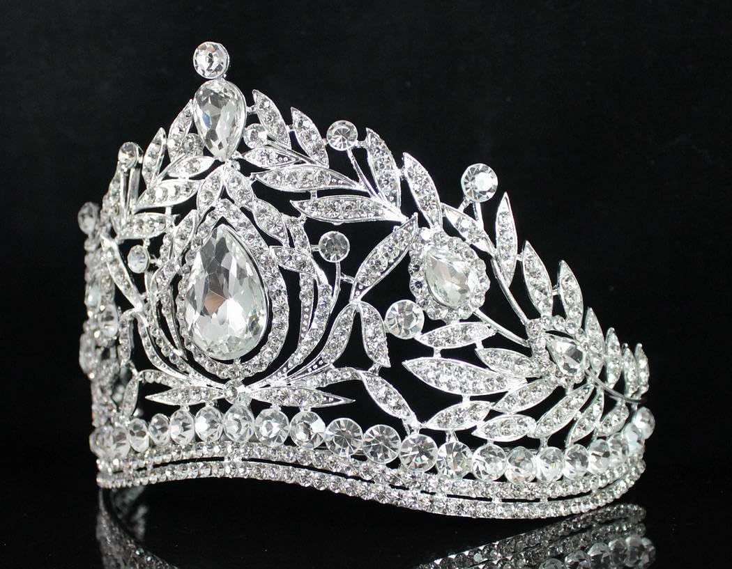 Fantastic Clear White Austrian Crystal Rhinestone Tiara Crown Hair Combs Veil Headband Gold Silver Princess Queen Theater Headpiece Party Event Prom Pageant T1855