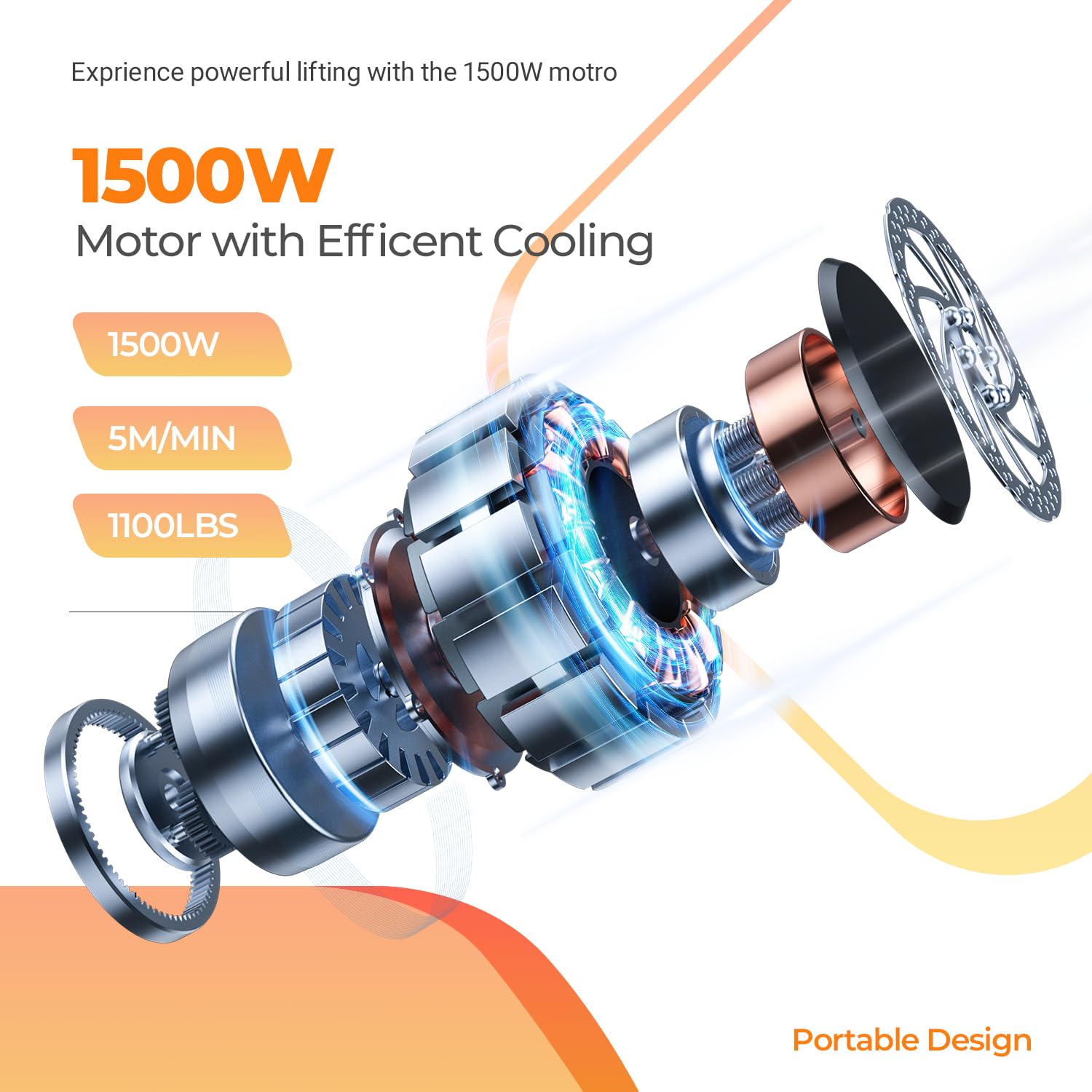 3-in-1 Electric Winch - 1100Lbs Lifting Capacity -5