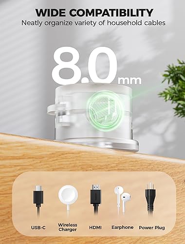Miniatura 4 de Paquete de 9 clips magnéticos para cables, organizador de cables giratorio de 360 mejorado, soporte de cable magnético fuerte, soporte de alambre