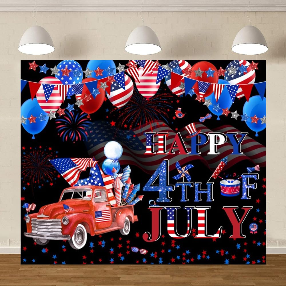 ChloropLastid 10x8ft Happy 4th of July Backdrop America Flag Balloons Independence Day Photography Background Fourth of July Patriotic Veterans