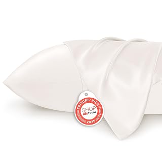 Bedsure Satin Pillow Cases Queen Size 2 Pack - Similar to Silk Pillow Cases, Silky Pillowcase Covers for Hair and Skin with Envelope Closure, Gifts for Women Men, Ivory, 20x30 Inches - Amazon product rated Grade A
