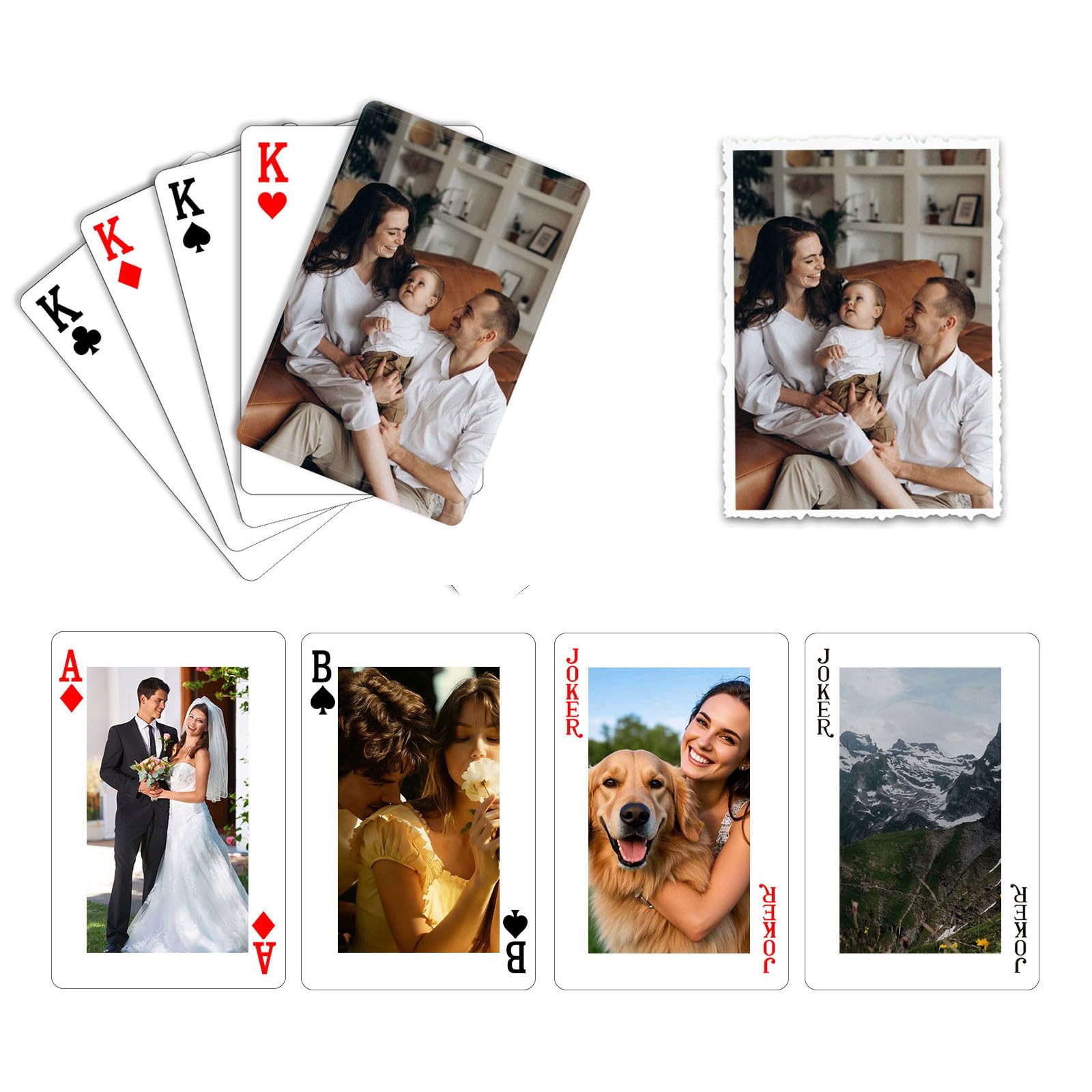 Novalith Personalised Playing Cards, Customised Picture Standard Playing Cards with Photo, Customized Deck of Cards Gift for Family Party Wedding, Party Games, Gifts for Christmas, Birthday (Style 6)
