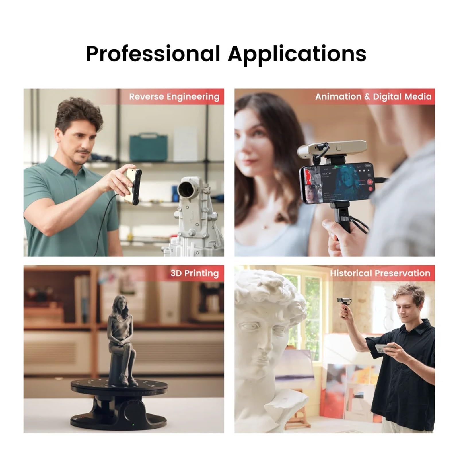 INSPIRE 2 3D Scanner For Printer 0.05mm30fps Outdoor Wireless Infrared Structured Light Handheld Scan