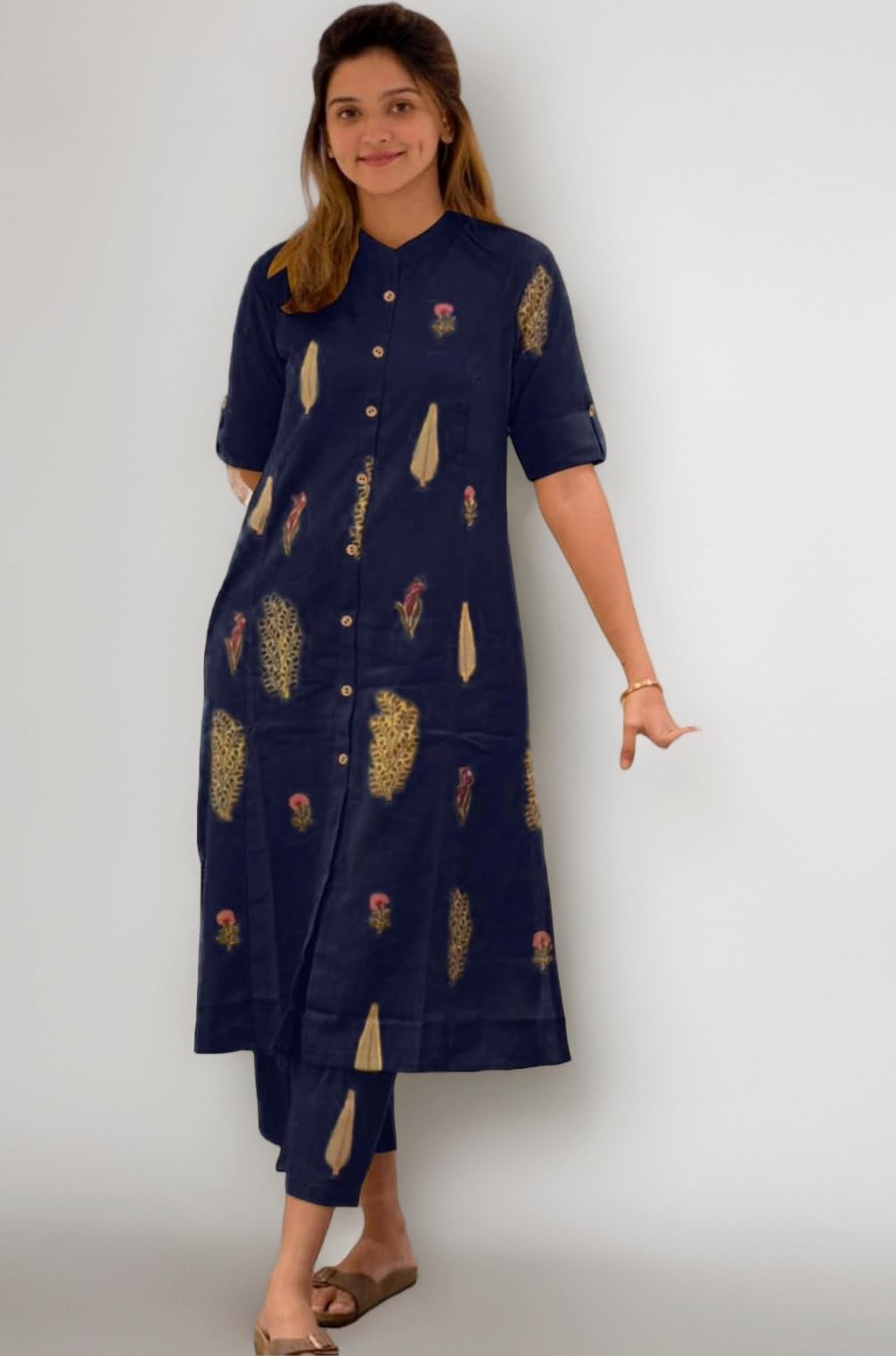 ANNI Designer Women's Rayon Viscose A-Line Printed Kurta with Pant