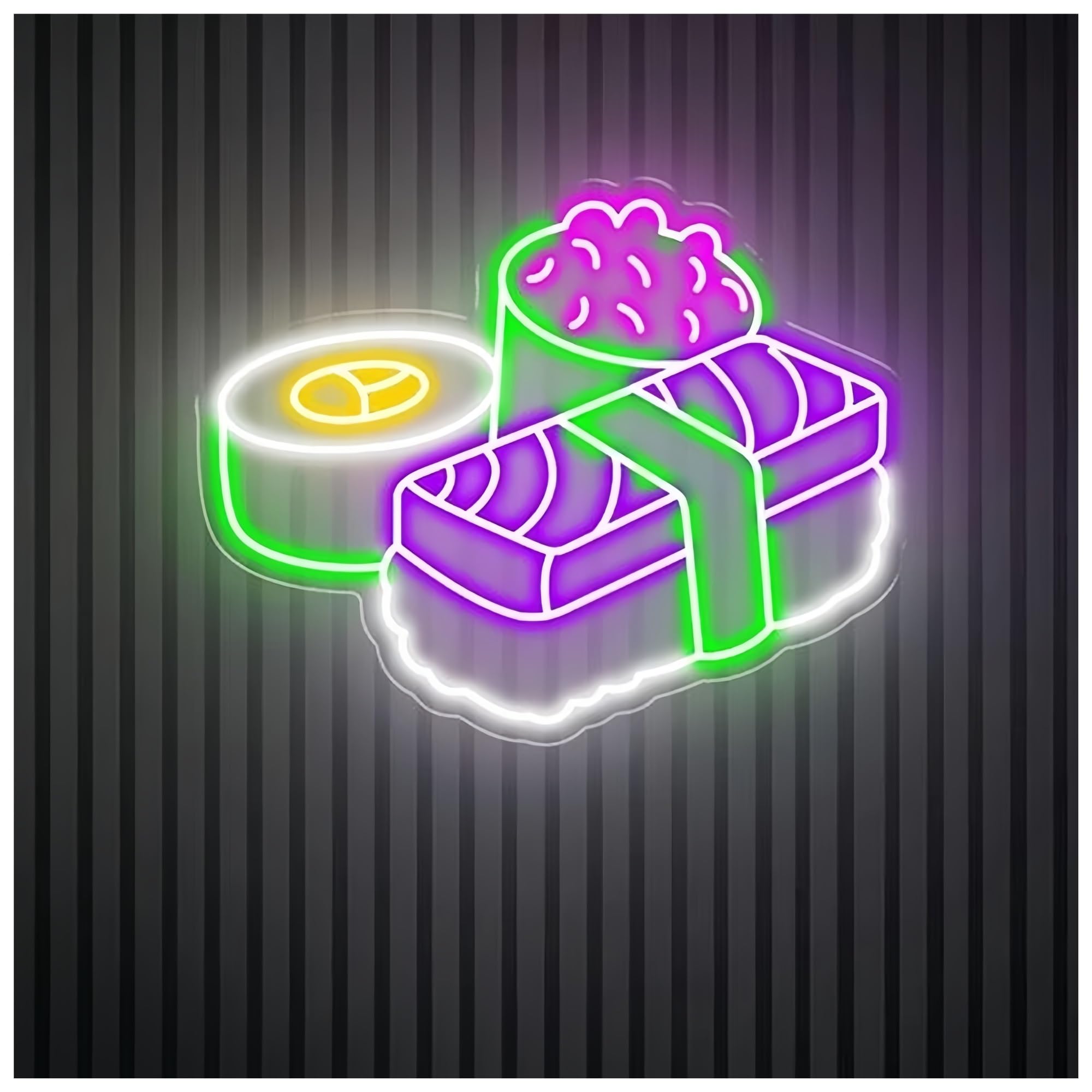 SHOUXI Sign Lamp Sushi Neon Sign Japanese Restaurant Sushi Roll Neon Light Kitchen Wall Decor Business Logo Light Sign(A,60X48CM)