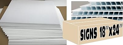 Yard Signs 50 Blank Signs 18x24 inch x 4mm Corrugated Plastic Blank Sign, 50 Pack White Signs, Flute 18inch Ship Same Day (50signs18x24)