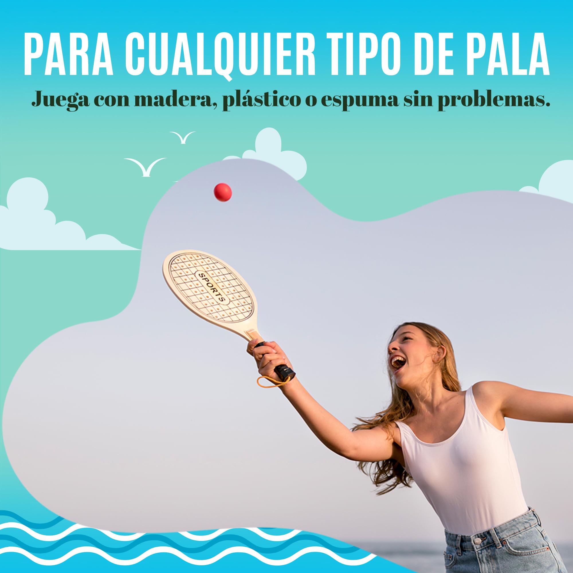 Genérico 10 Pelotas de Repuesto para Palas Playa | Resistentes, Ligeras y Alta Visibilidad | Accesorios para Raquetas | Juegos Playa y Juguetes Verano