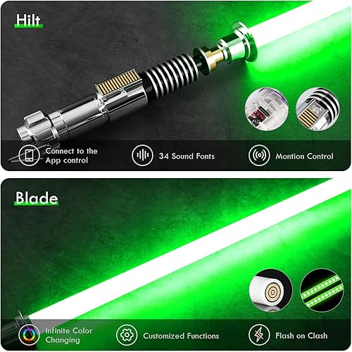 Miniatura 3 de CUSTOM SABER Sable de luz de xenopíxeles de oscilación suave, 34 fuentes de sonido, sable de luz que cambia de color infinito, empuñadura de