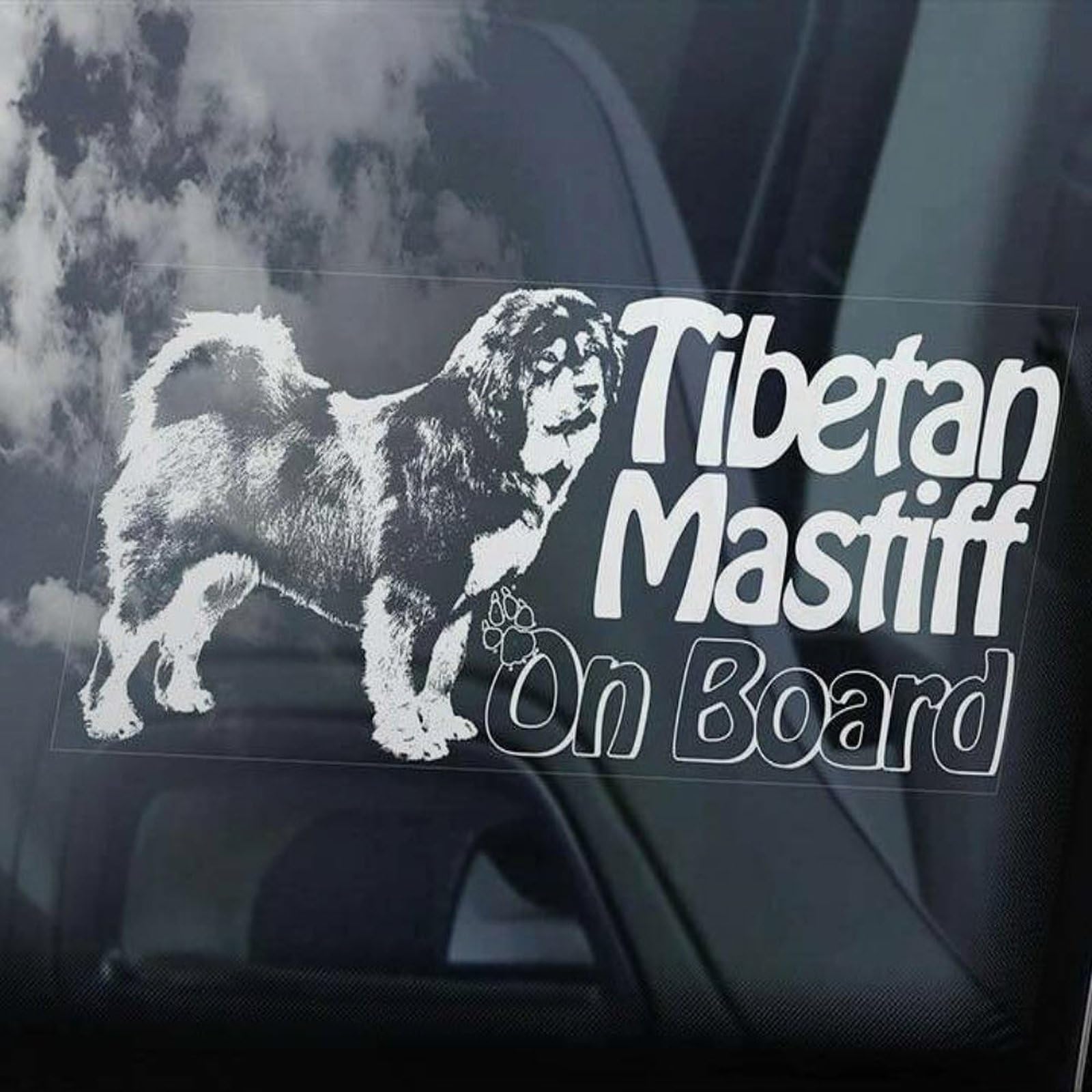 LMMIXEE Tibetan Mastiff on Board Stickers Car Decal Window Decal Tibetan Mastiff Dog Sign Decal Dog Mom Dad Vinyl Die Cut Decals Funny Dog Bumper Stickers Tibetan Mastiff Dog Owner Gift