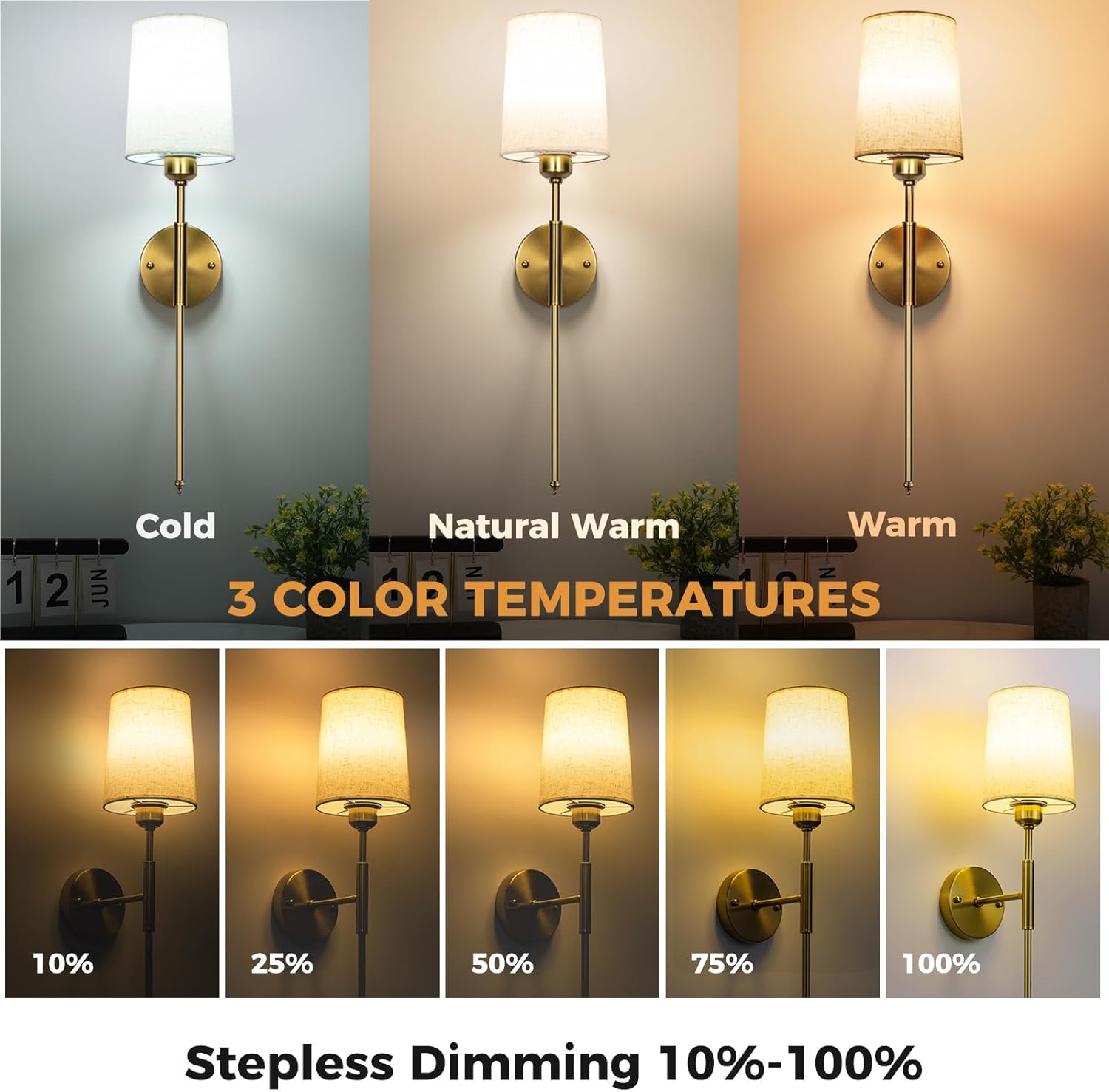 Battery Operated Wall Sconce, Rechargeable Wall Sconces 13000 mAh Battery Powered Sconces Wireless Sconces Wall Decor Set of 2 Wall Lights for Bedrooms Living Room