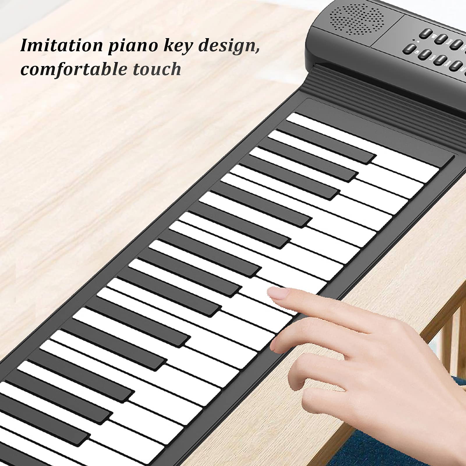 Piano Enrollable de 61 Teclas, Teclado de Piano Electrónico de Silicona Recargable, Instrumento Musical de Piano Plegable Electrónico Portátil