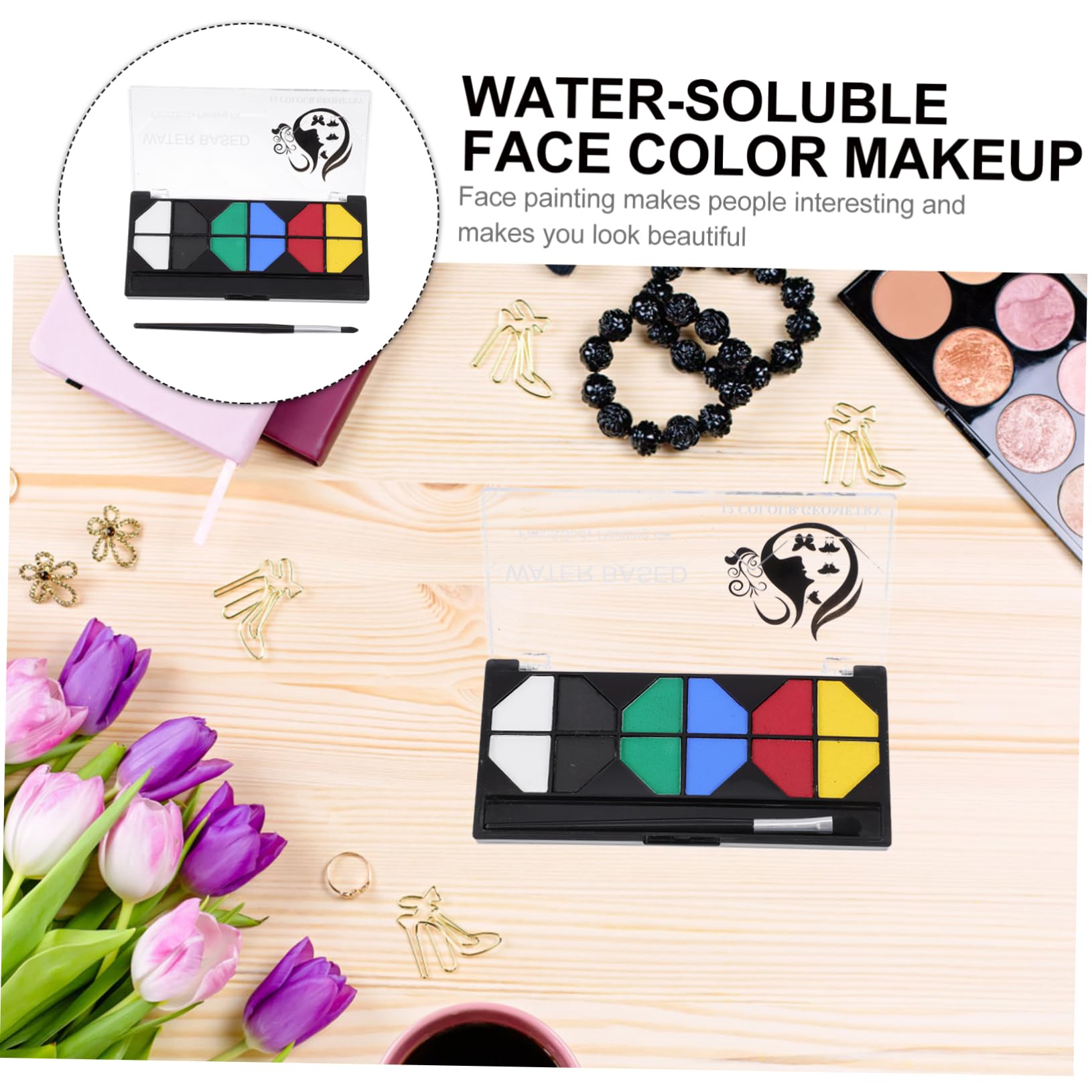 STOBOK 2piezas Pintura Facial De Color Soluble Agua Pigmento De Maquillaje Seguro y Rápido Secado Para Festivales y Cosplay