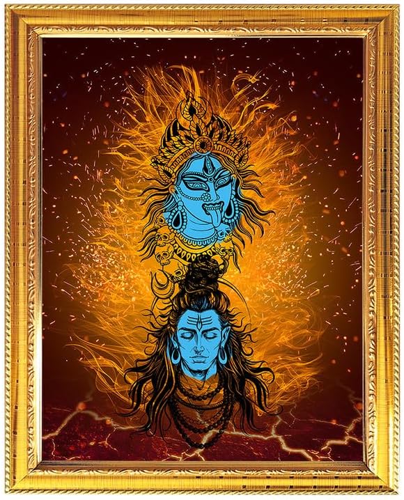 ANANYA FASHION & CRAFTS HUB Lord Anjaneya Hanuman Religious Photo Puja Room Temple Wall Hanging Gift Home Decor With Golden Frame For Worship 11.8 X 15.7