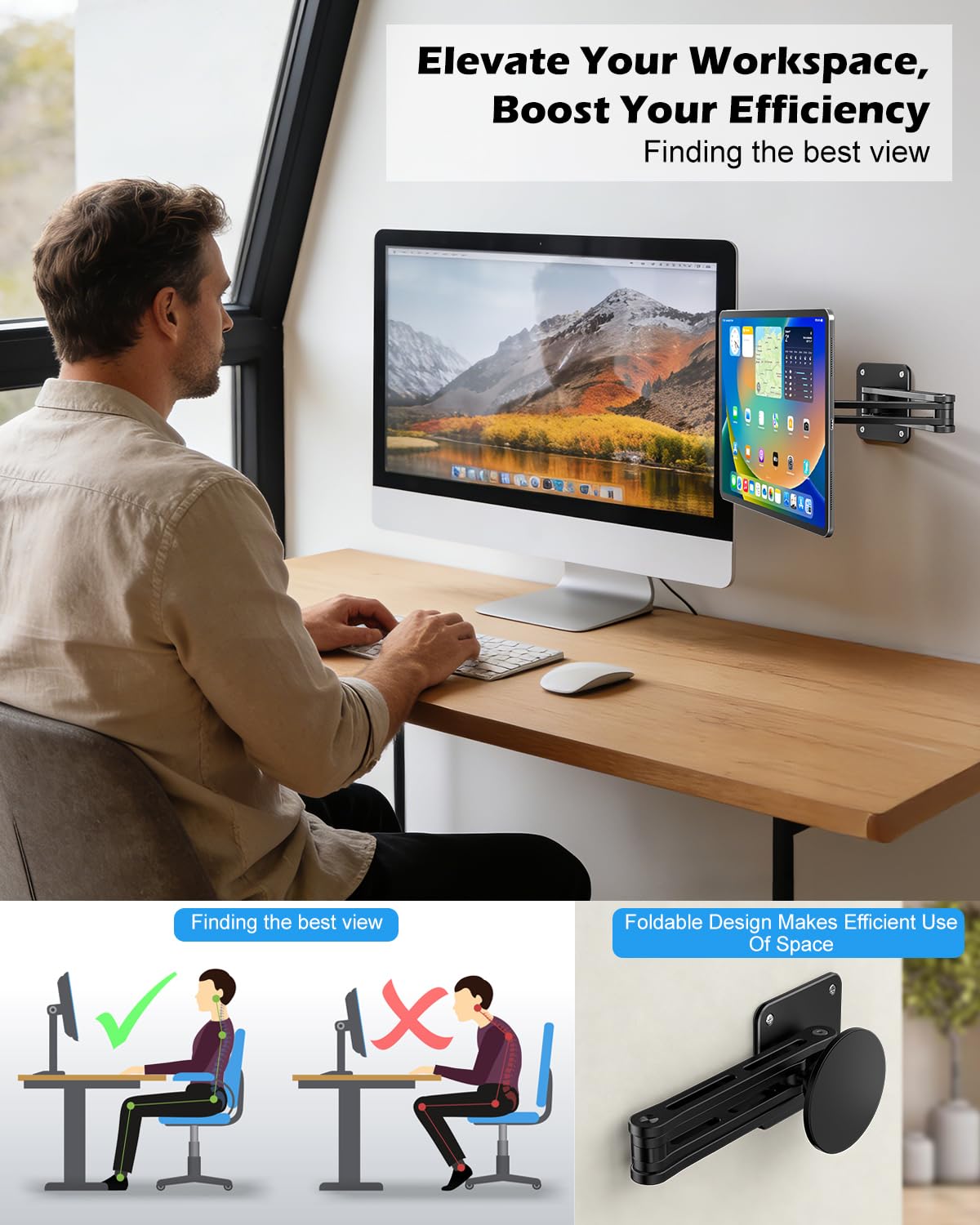 CloudValley Soporte Magnético Tableta, Soporte extensible de Aluminio para Tablet, [Ajustable en Múltiples ángulos 360° y Plegable] para iPad Pro/Air/Mini de 4.7 a 13", Galaxy Tab, Teléfonos y Tablets