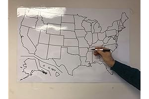 Blank Map of the United States, Laminated Dry Erase Poster