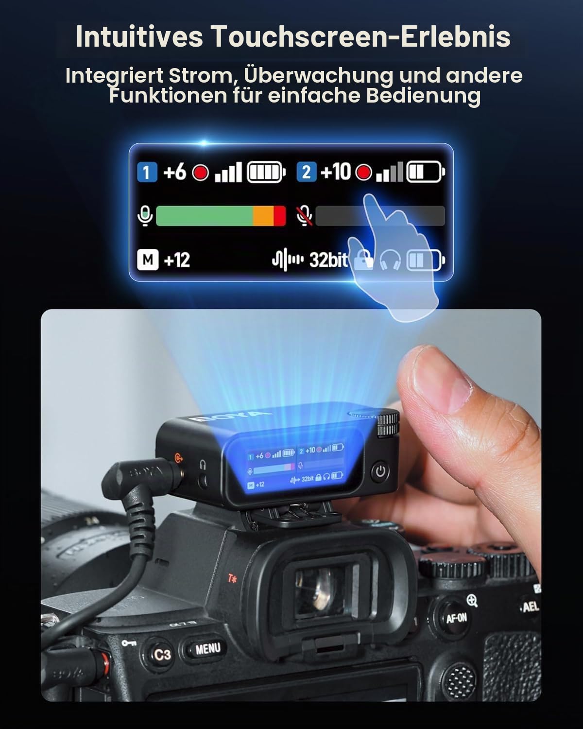 BOYA BOYAMIC 2 Mini Mikrofon für Handy, iPhone 15/16, Android, Kamera, 48KHz/32Bit(Optional), AI Rauschunterdrückung, Ansteckmikrofon, USB-C/3,5 mm, 8G-Speicher, 300m