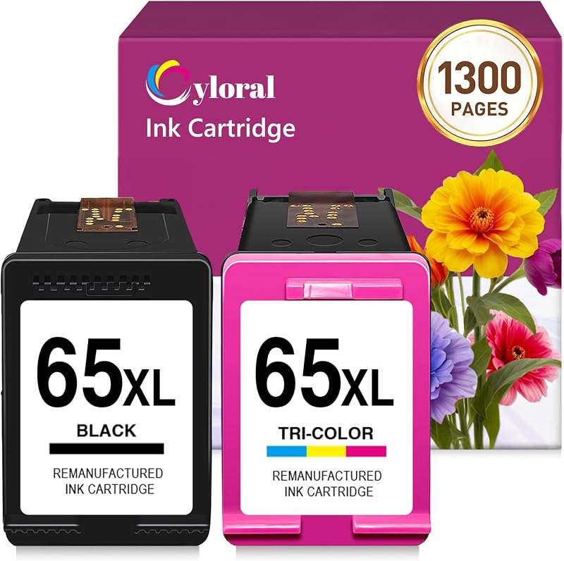 65XL Ink Cartridges Compatible with HP Deskjet 2600 2680 3700 3755 | For Deskjet 3772 2652 2640 2620 2621 ENVY 5055 5012 5014 Printers Remanufactured for HP Ink 65 XL, Black&Color
