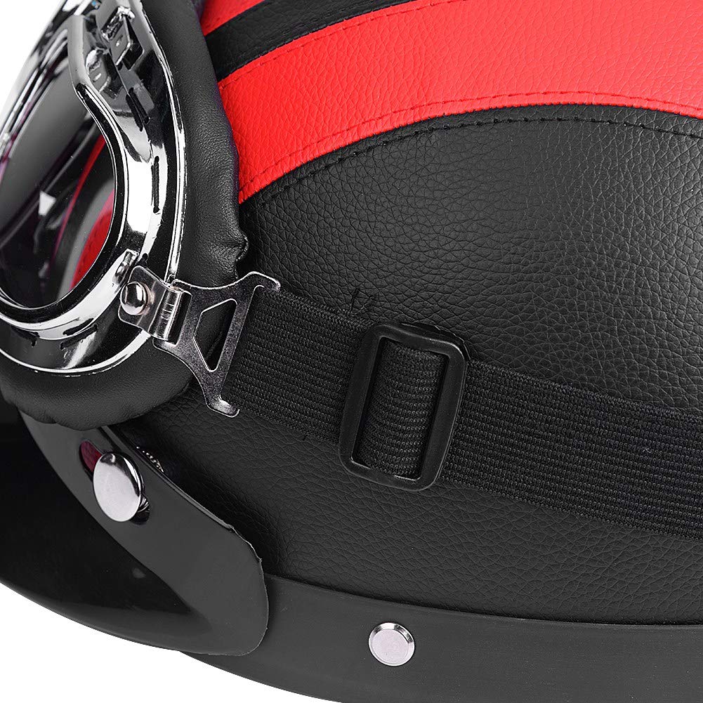 Casque de Securitè pour Moto avec Lunettes Pare Soleil Casque Moto Modulable Casque de Vélo Durable Casque Partique pour Moto Vélo(Rouge)