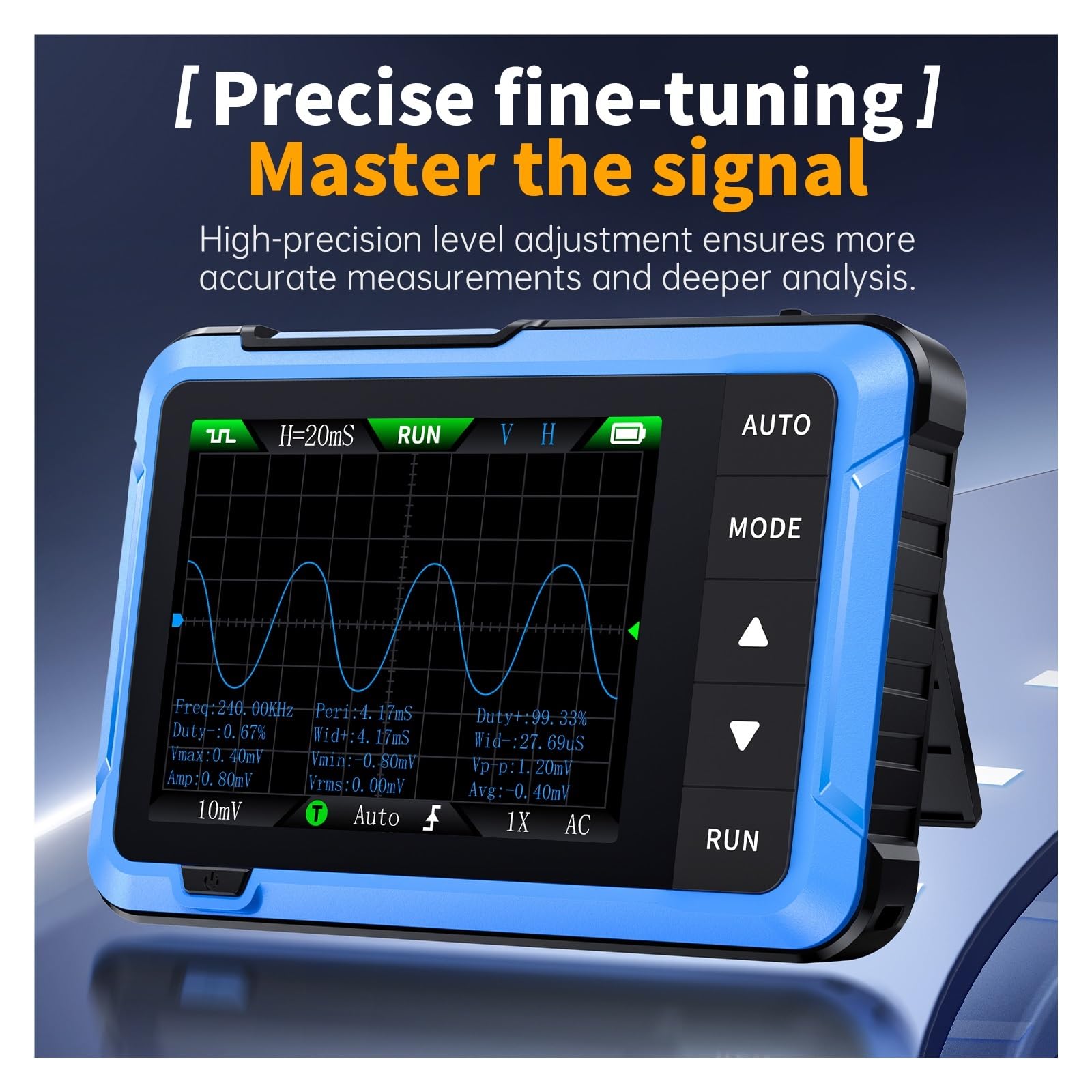Osciloscopio portátil, Osciloscopio digital portátil DSO510 de 10 MHz, 48 MS/s con herramienta prueba forma onda 50 kHz