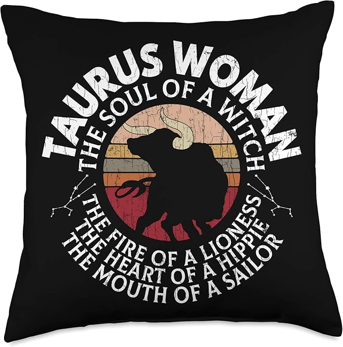 Taurus Woman Funny Zodiac Sign Graphic For Women Girls Throw Pillow