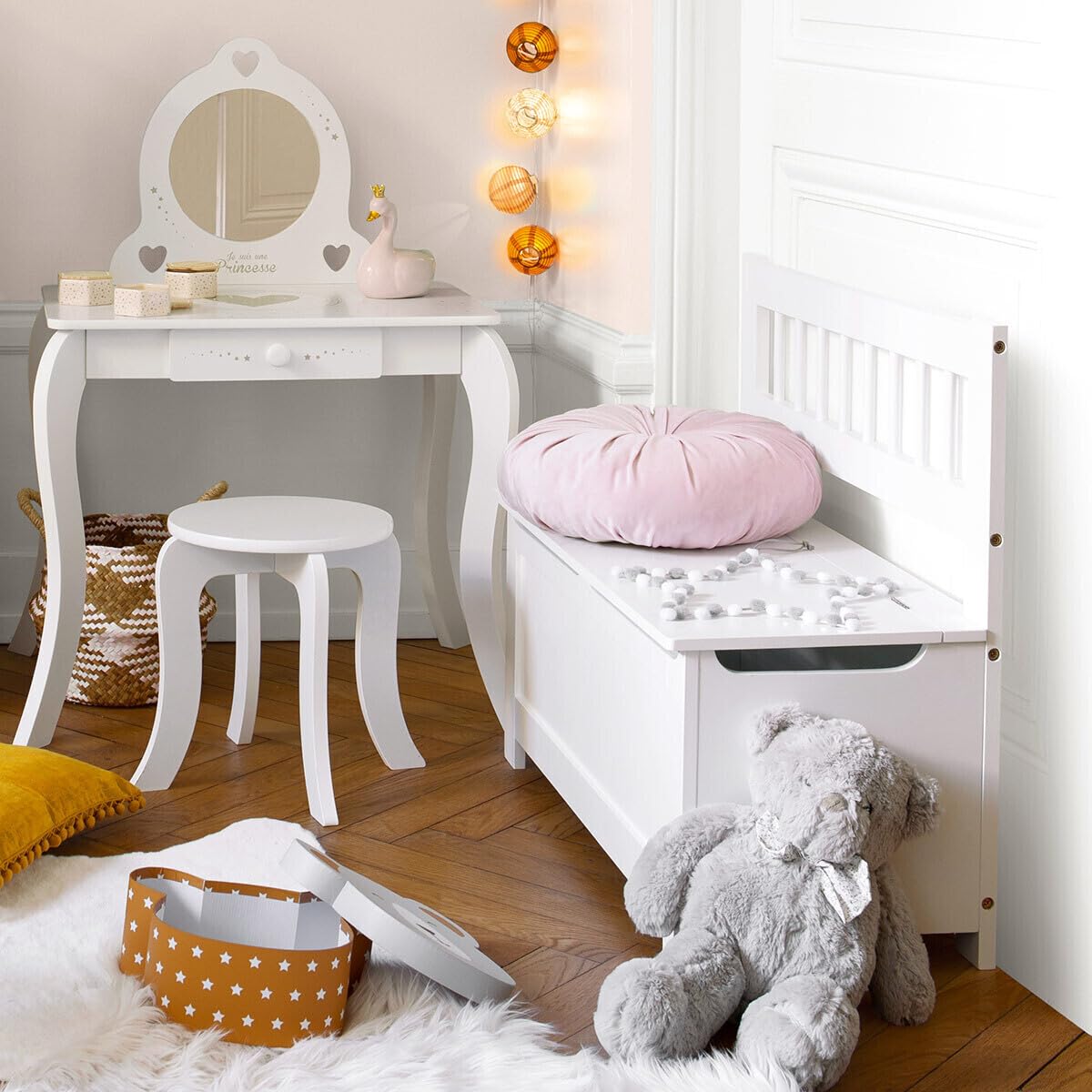 Atmosphera - Banc Coffre Enfant Blanc en Bois