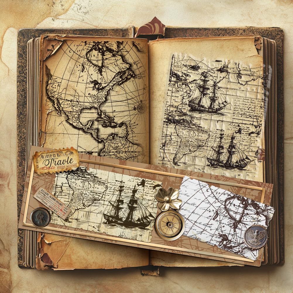 PH PandaHall Timbro Trasparente Mappa Globale Vintage 21x14.8cm per Scrapbooking