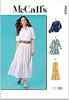 Vista 1 de McCalls M8285Y - Paquete de patrones de costura para vestidos y tops de señorita, código de diseño M8285, tallas XSM-SML-MED