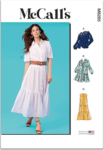 McCalls M8285Y - Paquete de patrones de costura para vestidos y tops de señorita, código de diseño M8285, tallas XSM-SML-MED