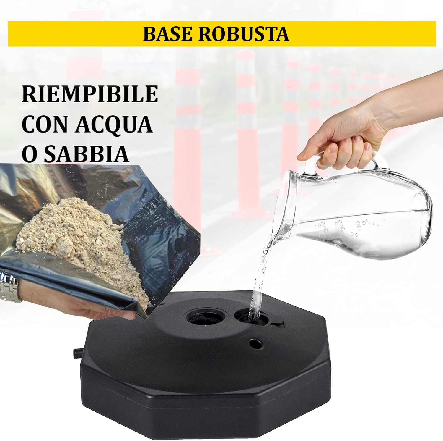 DMS- SET 6 PALI DI SBARRAMENTO - PARCHEGGIO - CON CATENA 10 MT E GANCI AD ESSE