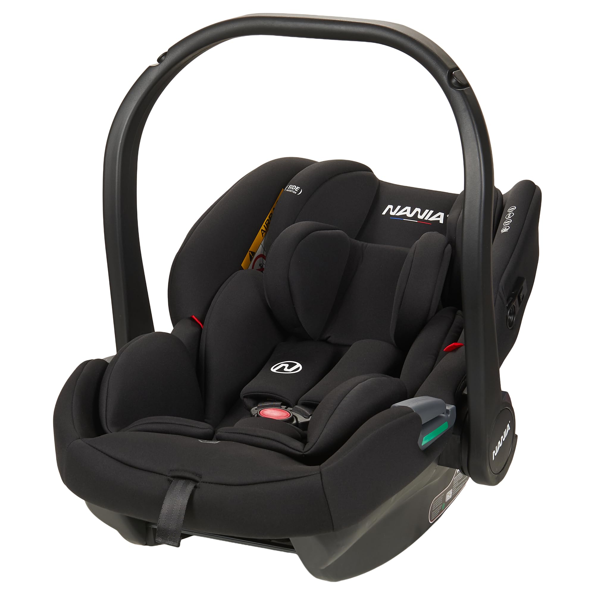 Seggiolino auto con cintura di sicurezza NANIA Rimini 40-87 cm R129 i-Size – dalla nascita fino a 13 kg, Gruppo 0+, poggiatesta regolabile – protezione laterale – inserto lombare e di riduzione