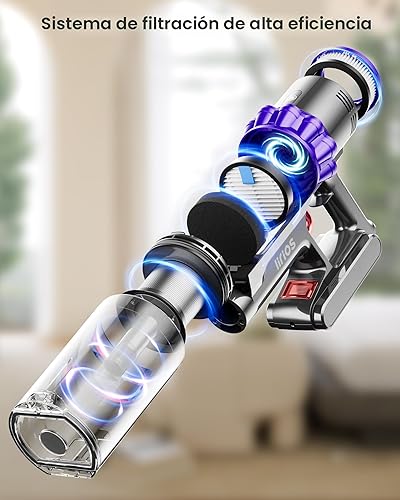 Miniatura 7 de Aspiradora inalámbrica, 600 W, 50 KPA, 65 minutos, aspiradora de pie para el hogar, aspiradora inalámbrica con carga de montaje en pared, pantalla