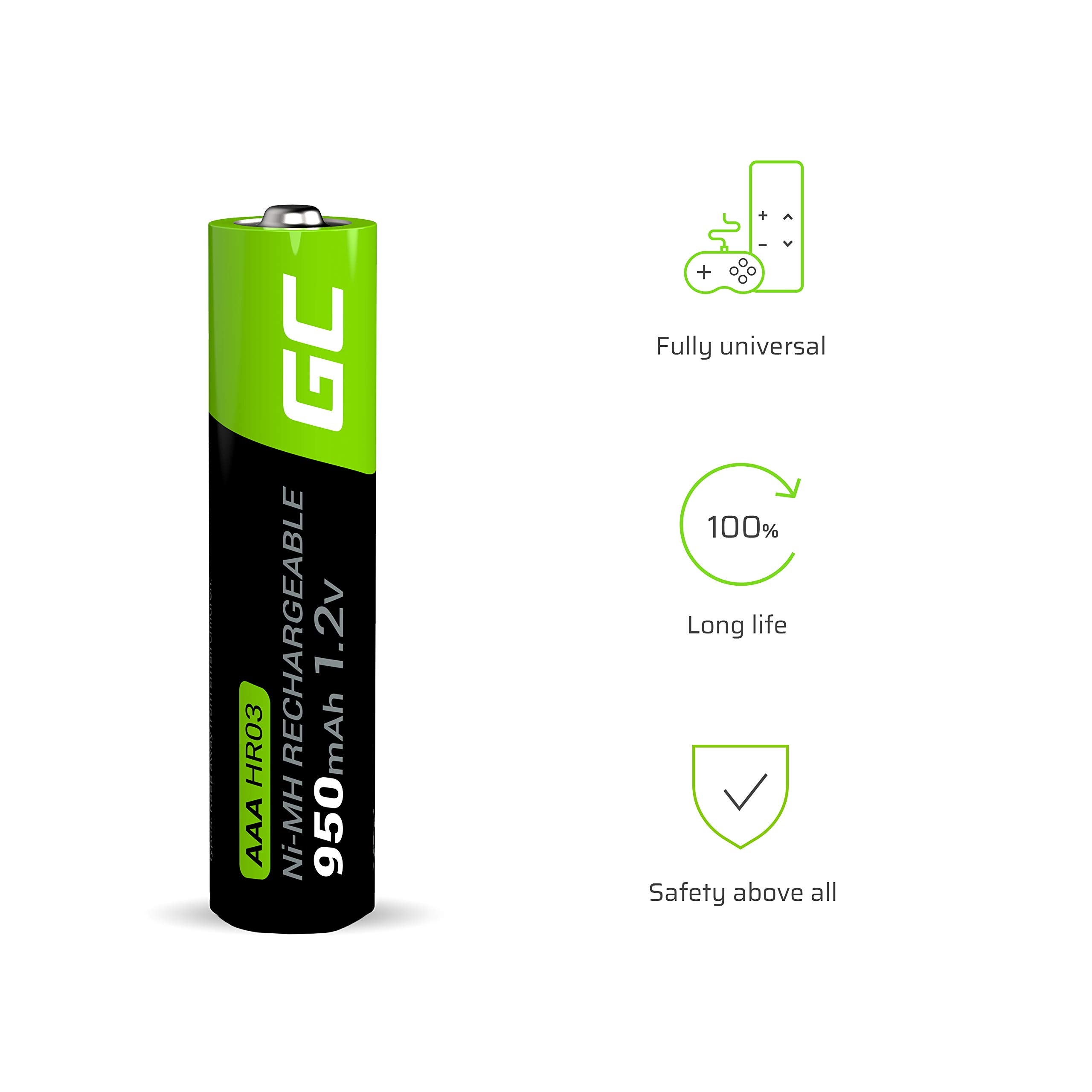 GREEN CELL Baterías Recargables 950mAh 1.2V [Juego de 4 Piezas] Pilas Recargables AAA Ni-MH Baja Autodescarga Precarga Alta Capacidad HR3, Recargable Precargadas — view 2