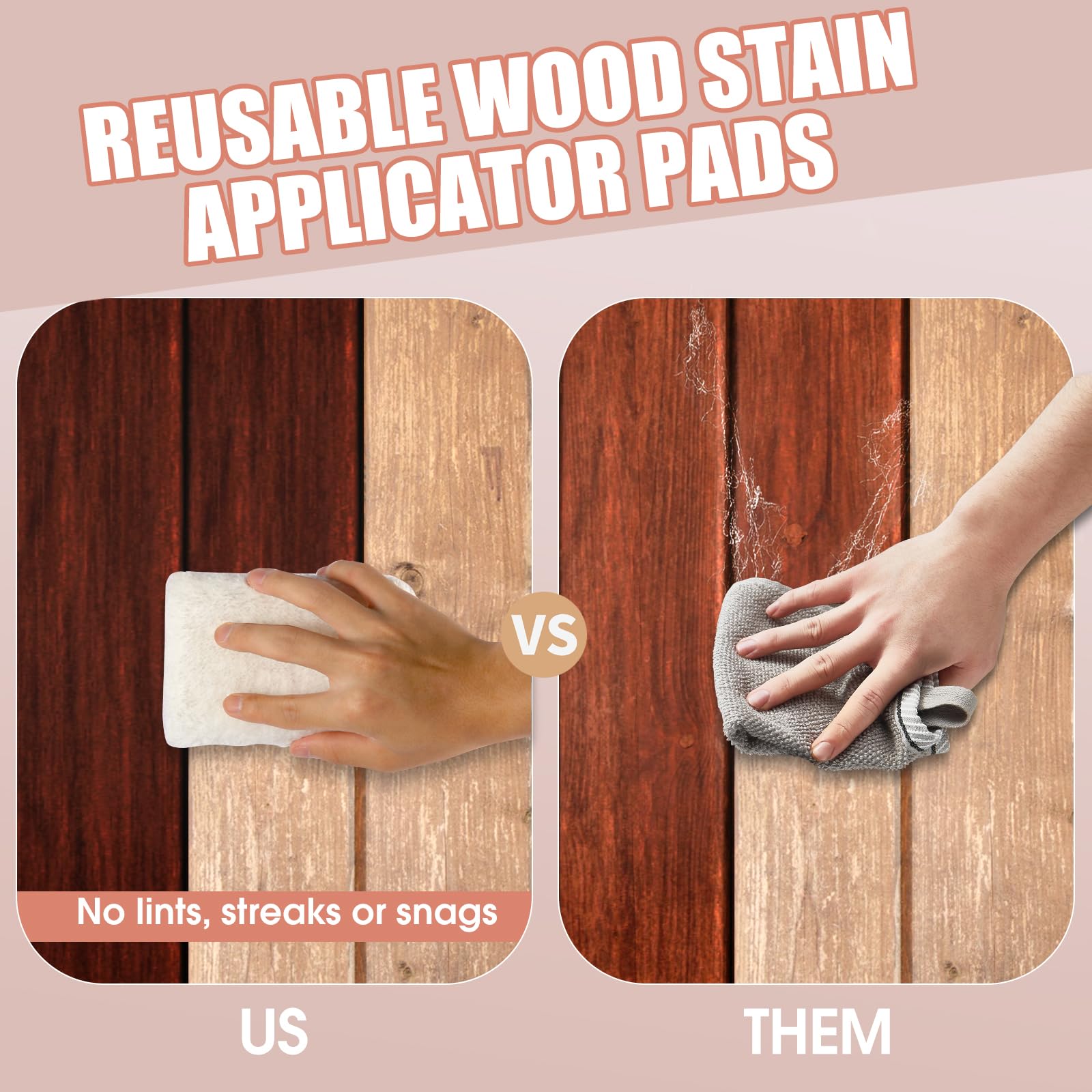 Paquete de 9 almohadillas aplicadoras de manchas de madera, almohadillas aplicadoras sin pelusas, almohadillas aplicadoras sin enganches, para limpieza de acabados a base de manchas de madera y