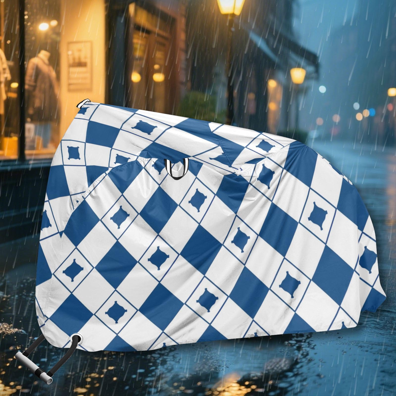 Housse imperméable pour vélo avec trous de verrouillage - Résistante aux UV - Pour intérieur et extérieur - Convient à la plupart des motos - Bleu et blanc