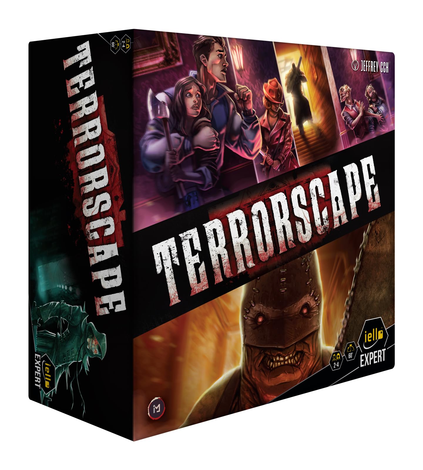 IELLO Terrorscape – Version Française – Jeu de Société d’Horreur Asymétrique et Coopératif, Survivants Contre Tueur | 2 à 4 Joueurs | 45 Min | Dès 14 Ans