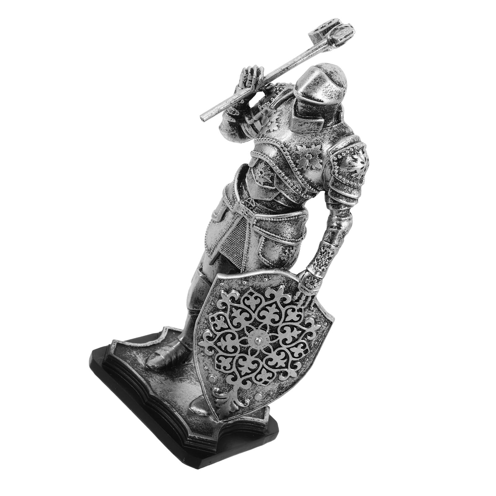 Statua di Cavaliere Medievale in Resina, Decorazione Vintage per Tavolo da Scrivania, Ornamento Artistico per Ufficio e Casa, Mini Scultura per Soggiorno e Studio