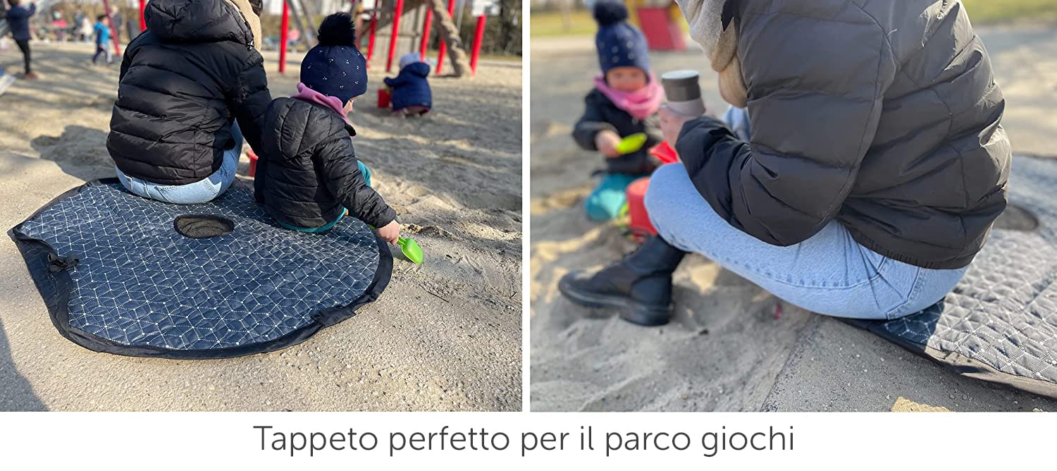 Zamboo 2in1 Oudoor Sacco Giochi Spiaggia - Pratico Tappeto Gioco Bambini Resistente all'Acqua - Grigio