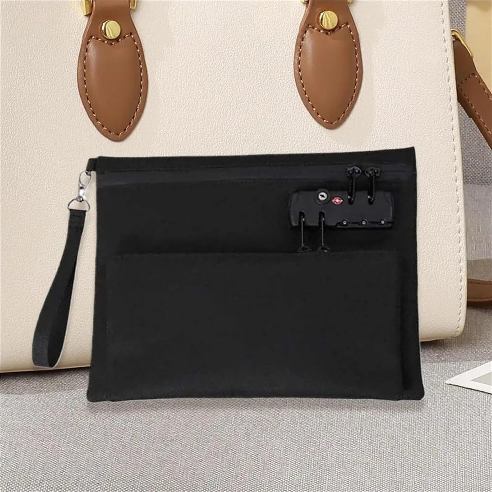 Bolsa de efectivo con cerradura, bolsa de viaje con cremallera, doble capa, portátil, impermeable, dinero for Camping, coche, barco Para objetos de valor(Color 2)