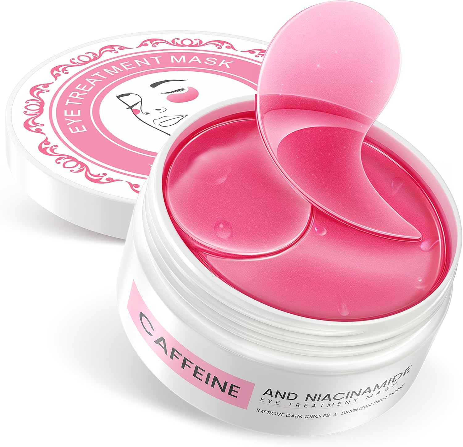 60 Pack for Puffy Eyes, Dark Circles, Bags & Wrinkles with Hydrolyzed Collagen & Hyaluronic Acid - Eye Care Pads for Daily Skincare (Pink)