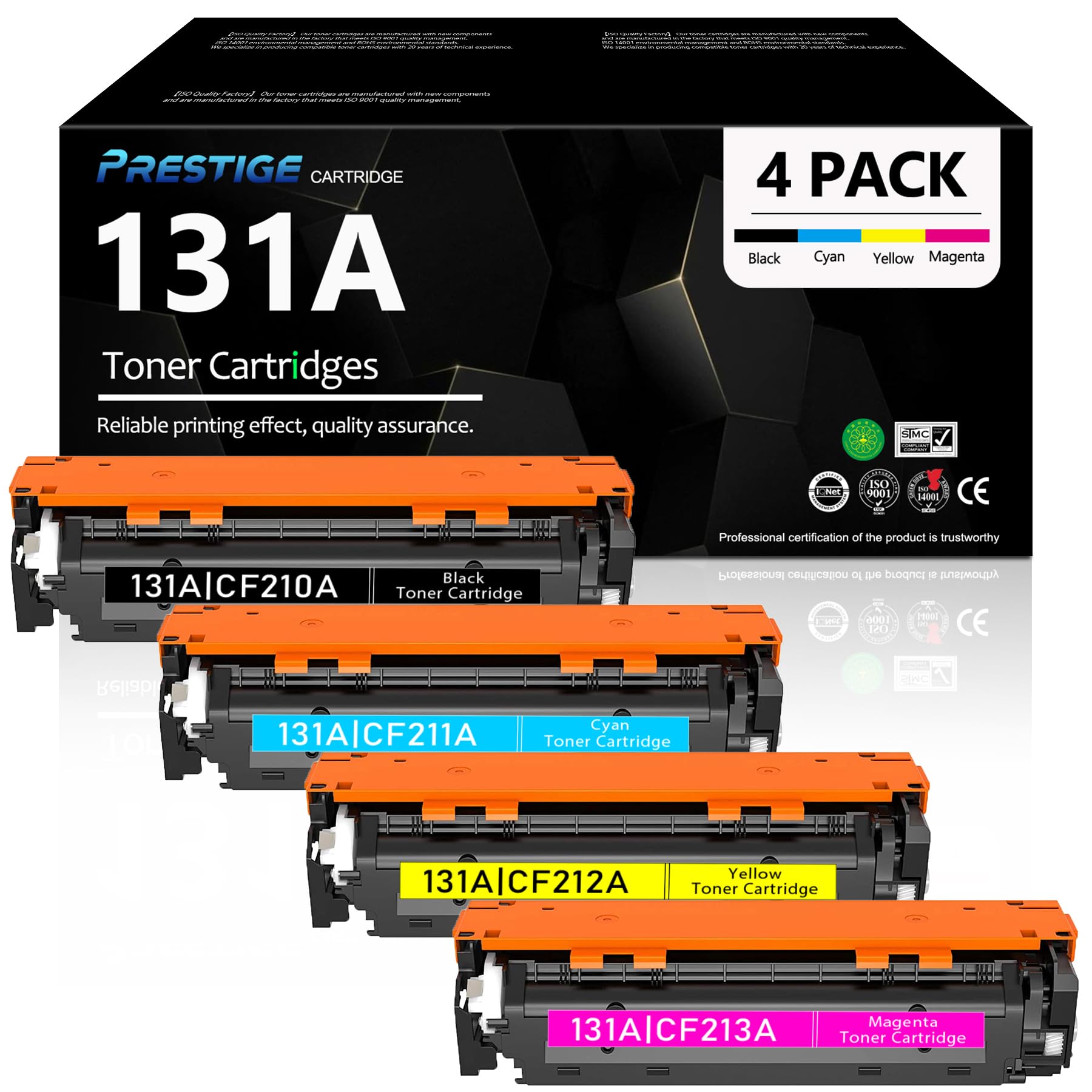 131A Toner Replacement for HP 131A Toner Cartridge 4 Pack for HP LaserJet Pro 200 Color MFP M276nw M251nw Toner (Black, Cyan, Magenta, Yellow)
