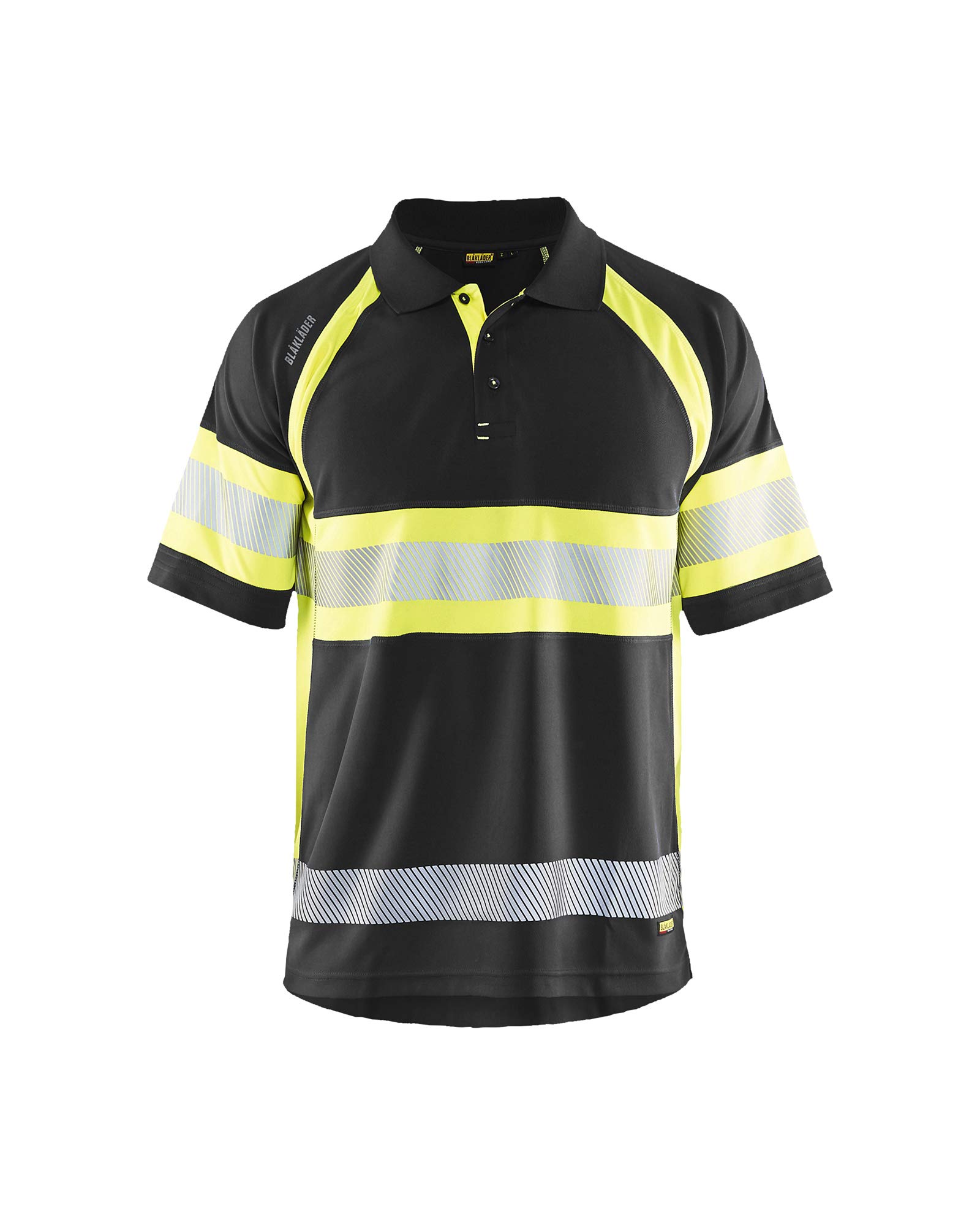 Blåkläder Men's Black/Yellow Hi Vis Uv Polo Shirt Medium